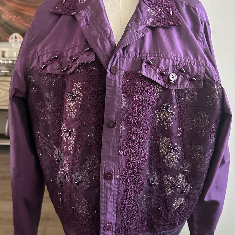 Coldwater Creek Purple Embellished Jacket